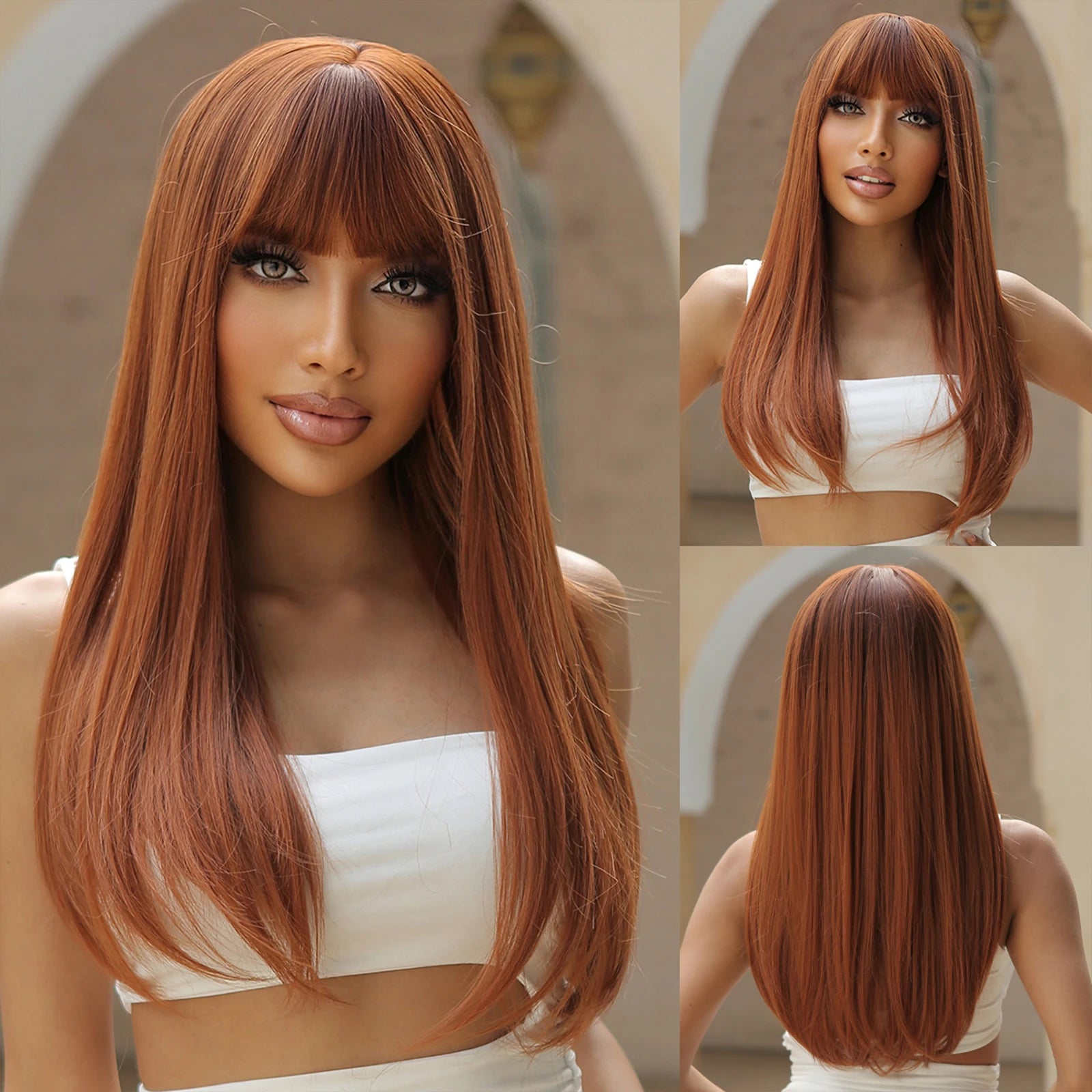 Light Blonde Golden Hair Long Silky Straight Synthetic Wig for Women Blonde Natural Hairs Wig Daily Lolita Heat Resistant Wigs